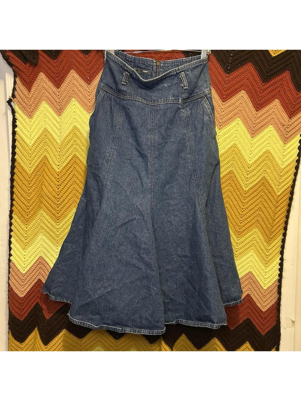 Vintage Lizwear Womens 12 P Jean Skirt Denim High Waist Pockets Y2K